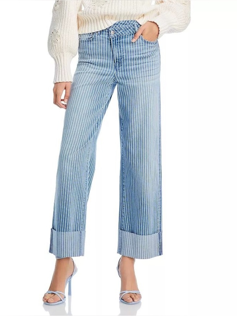 Striped Cuffed Dad Jeans